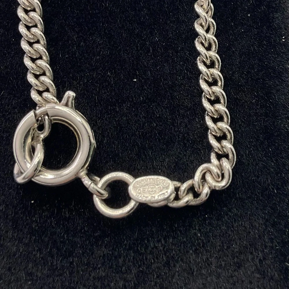 Chanel Silver and Black Rhinestone Pendant Necklace - Picture 6 of 12